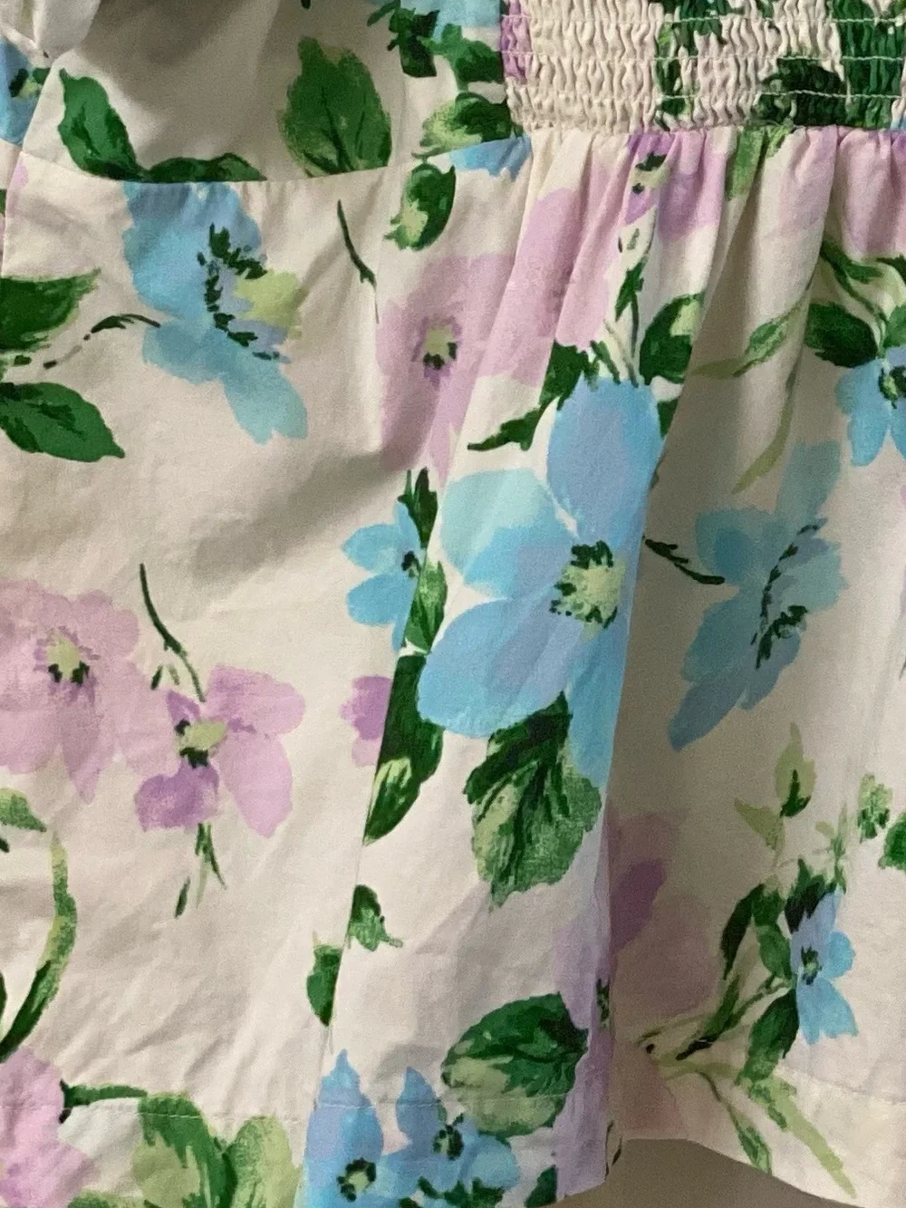 Old Navy Multicolored Cotton Floral Puff Sleeve Smocked Back V-Neck Top Size XL